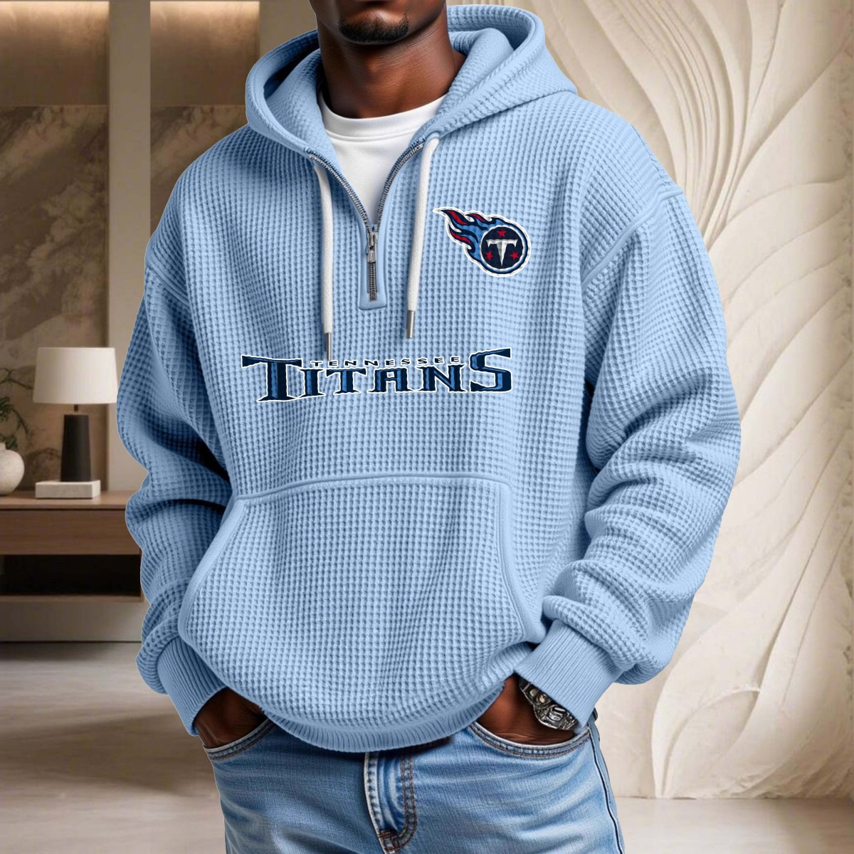 Sweat à capuche en maille gaufrée Tennessee Titans – Image 7