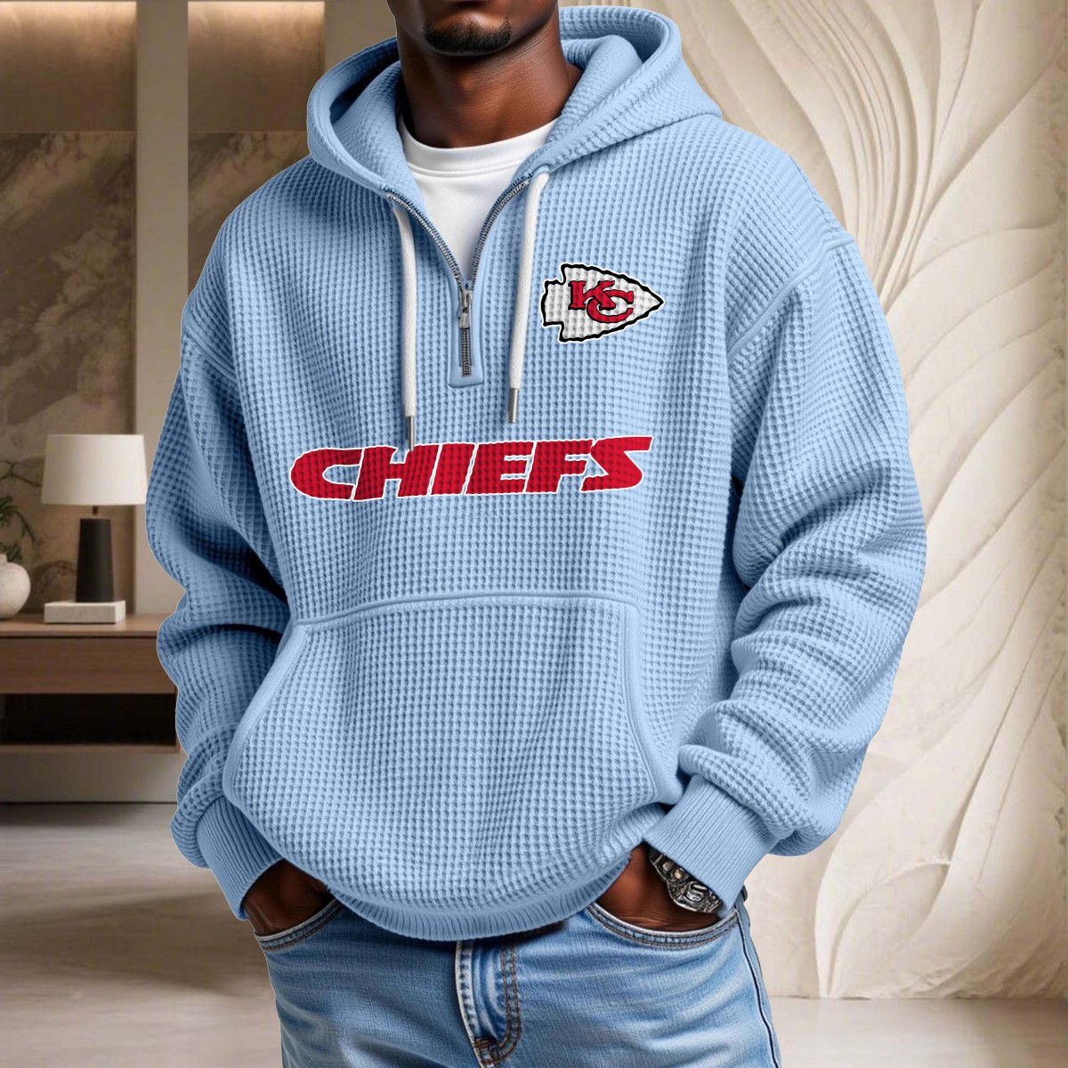 Sweat à capuche en maille gaufrée Kansas City Chiefs – Image 7