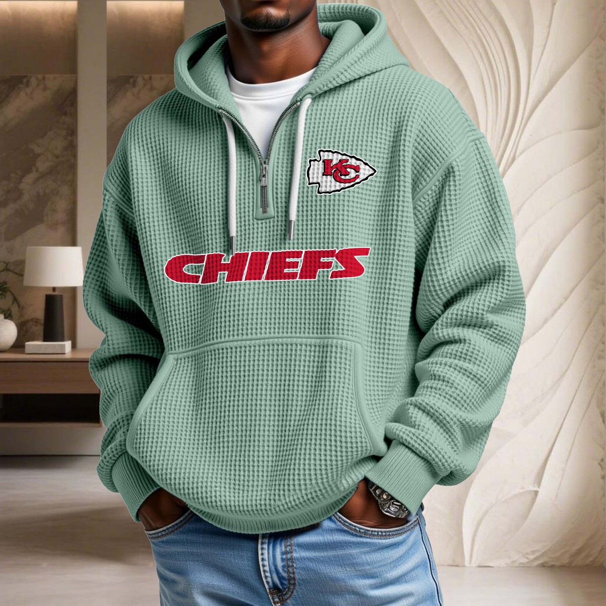 Sweat à capuche en maille gaufrée Kansas City Chiefs – Image 8