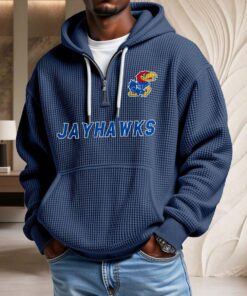 Sweat à capuche en maille gaufrée Kansas Jayhawks