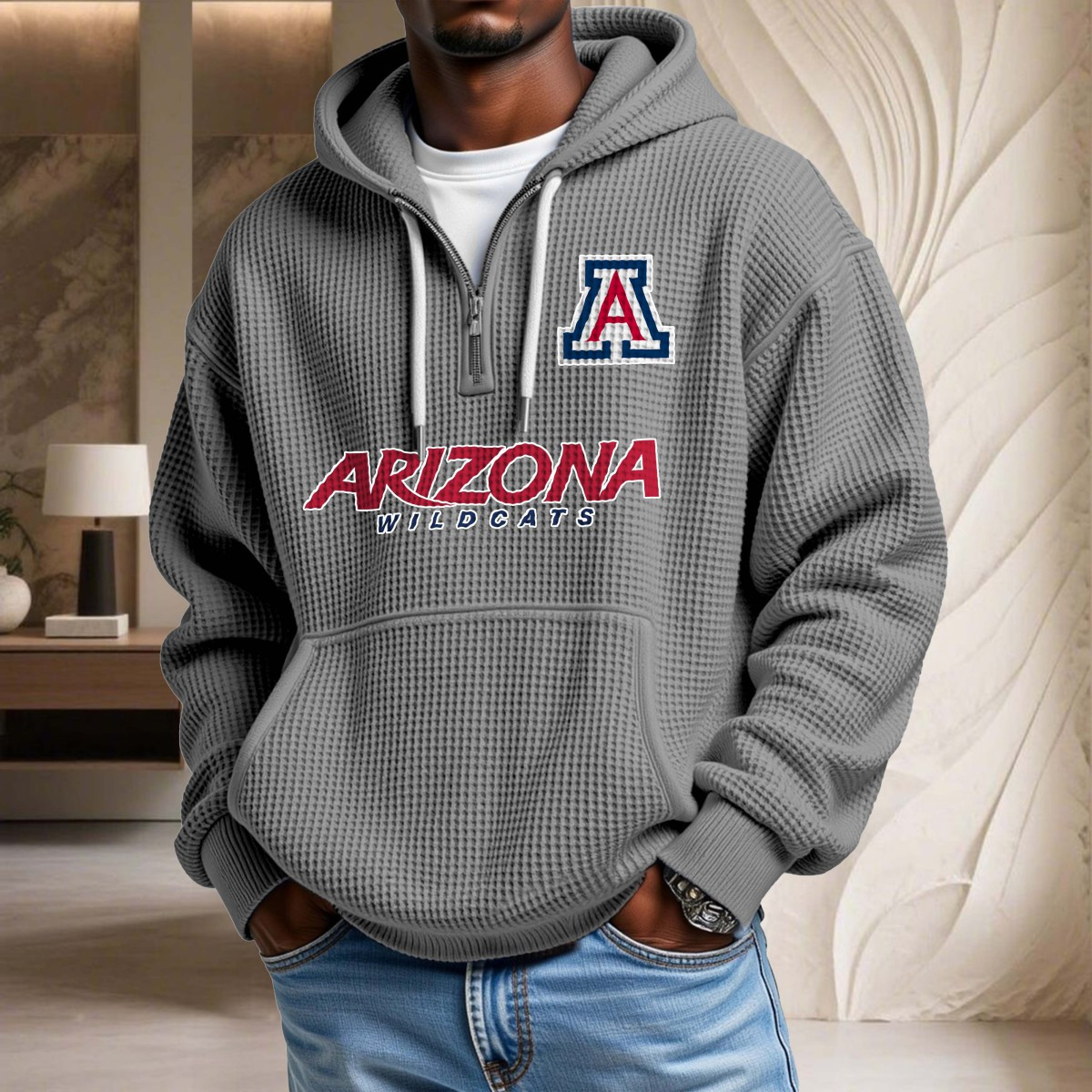 Sweat à capuche en maille gaufrée Arizona Wildcats – Image 6
