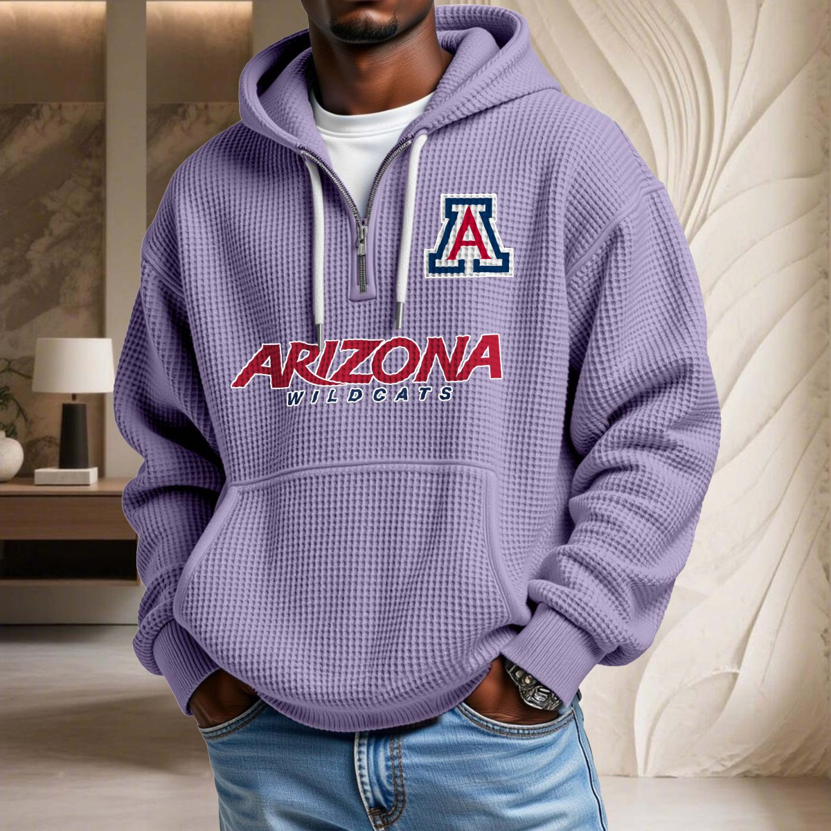 Sweat à capuche en maille gaufrée Arizona Wildcats – Image 10