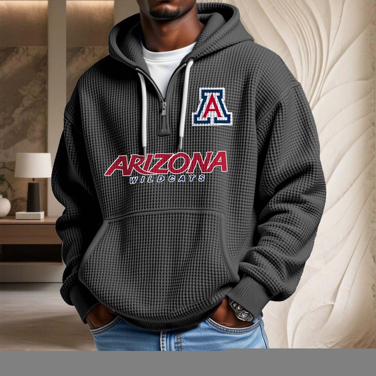 Sweat à capuche en maille gaufrée Arizona Wildcats – Image 2