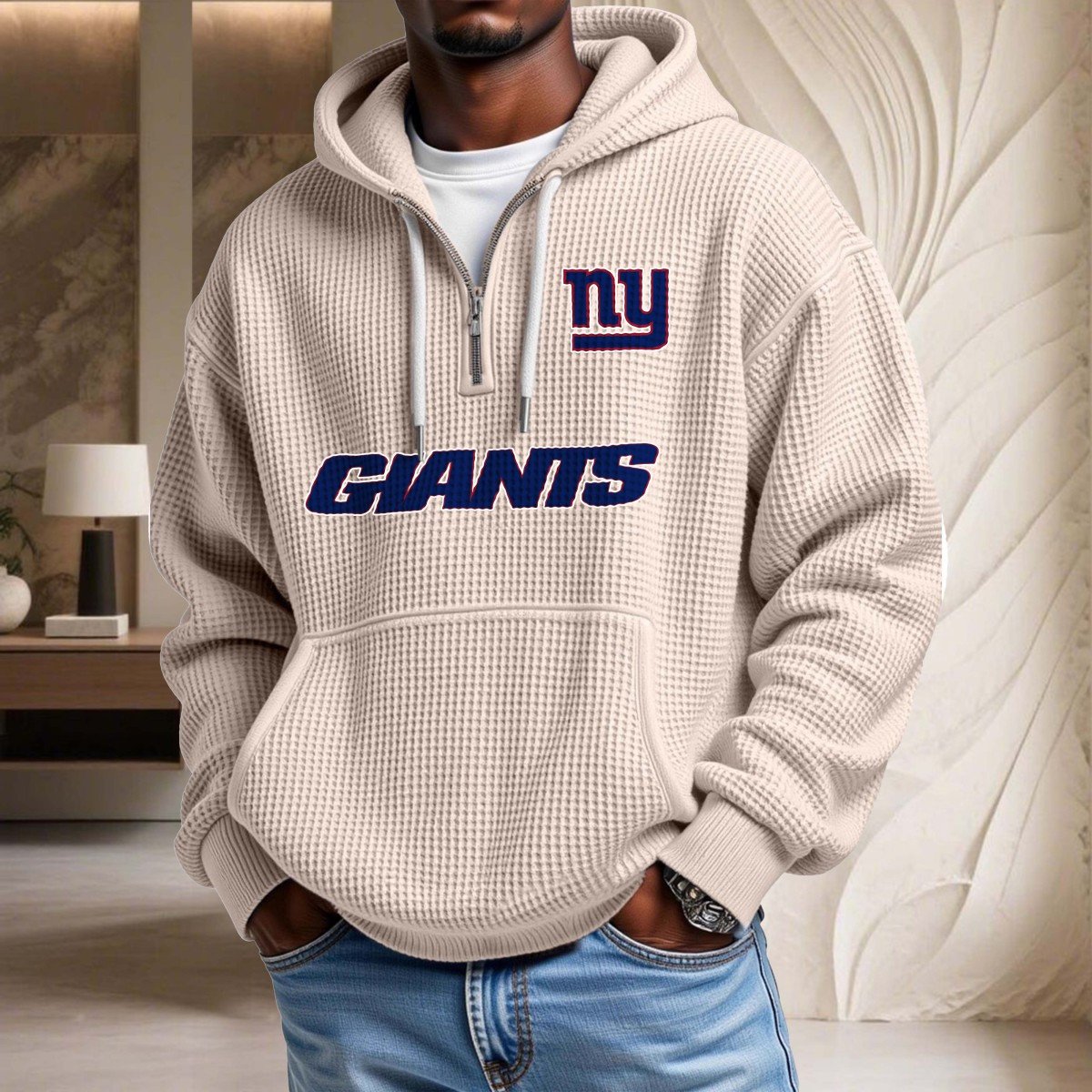 Sweat à capuche en maille gaufrée New York Giants – Image 5
