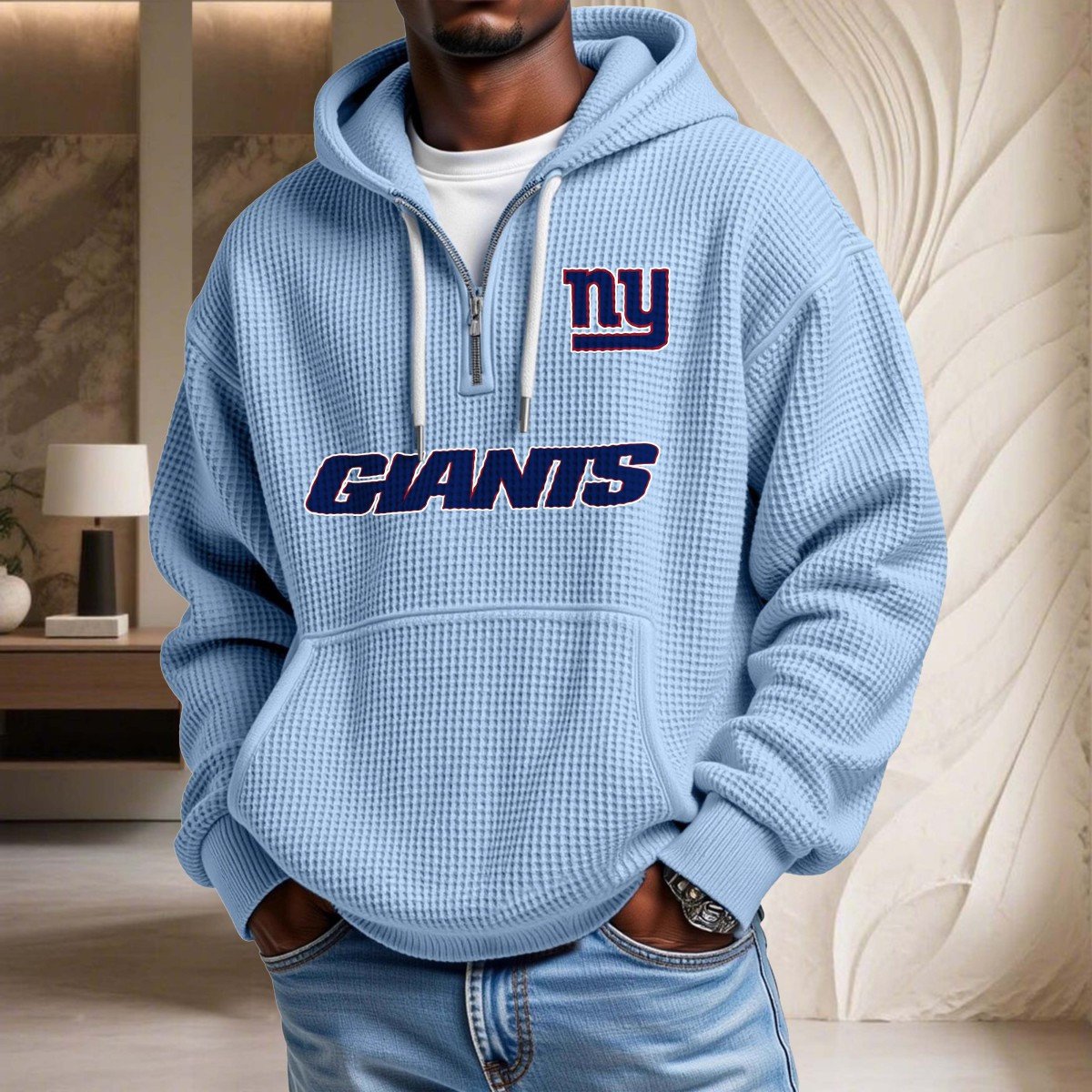 Sweat à capuche en maille gaufrée New York Giants – Image 7