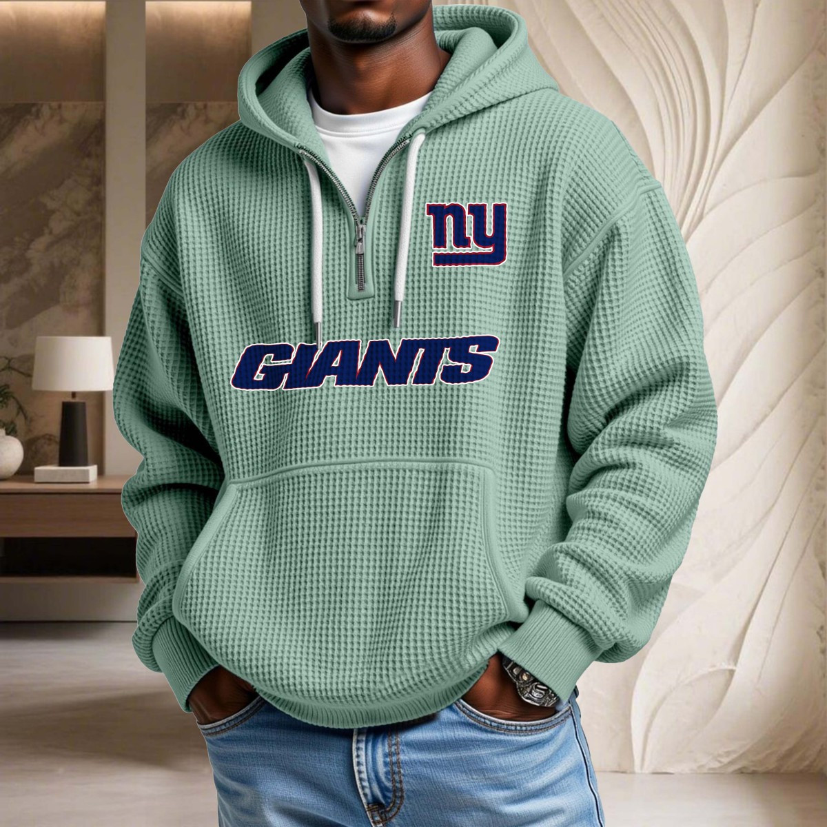 Sweat à capuche en maille gaufrée New York Giants – Image 8