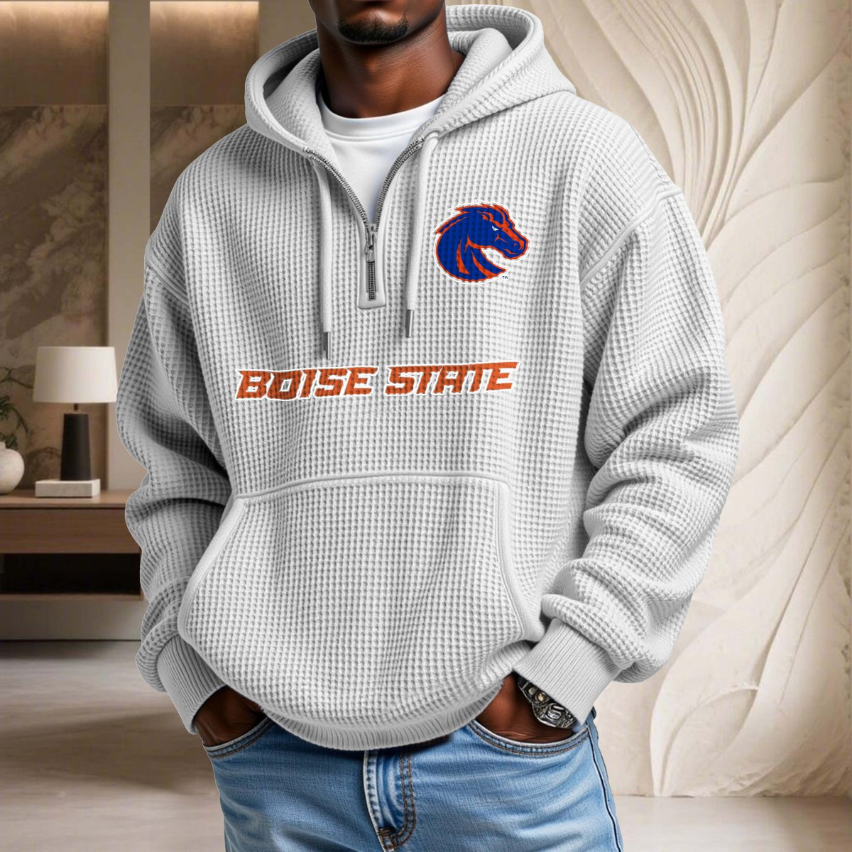 Sweat à capuche en maille gaufrée Boise State Broncos – Image 2