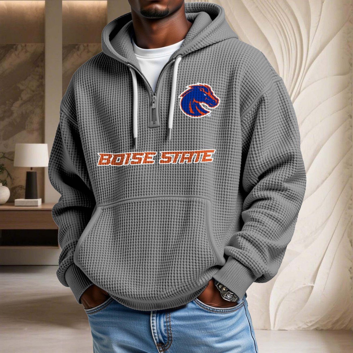 Sweat à capuche en maille gaufrée Boise State Broncos – Image 6