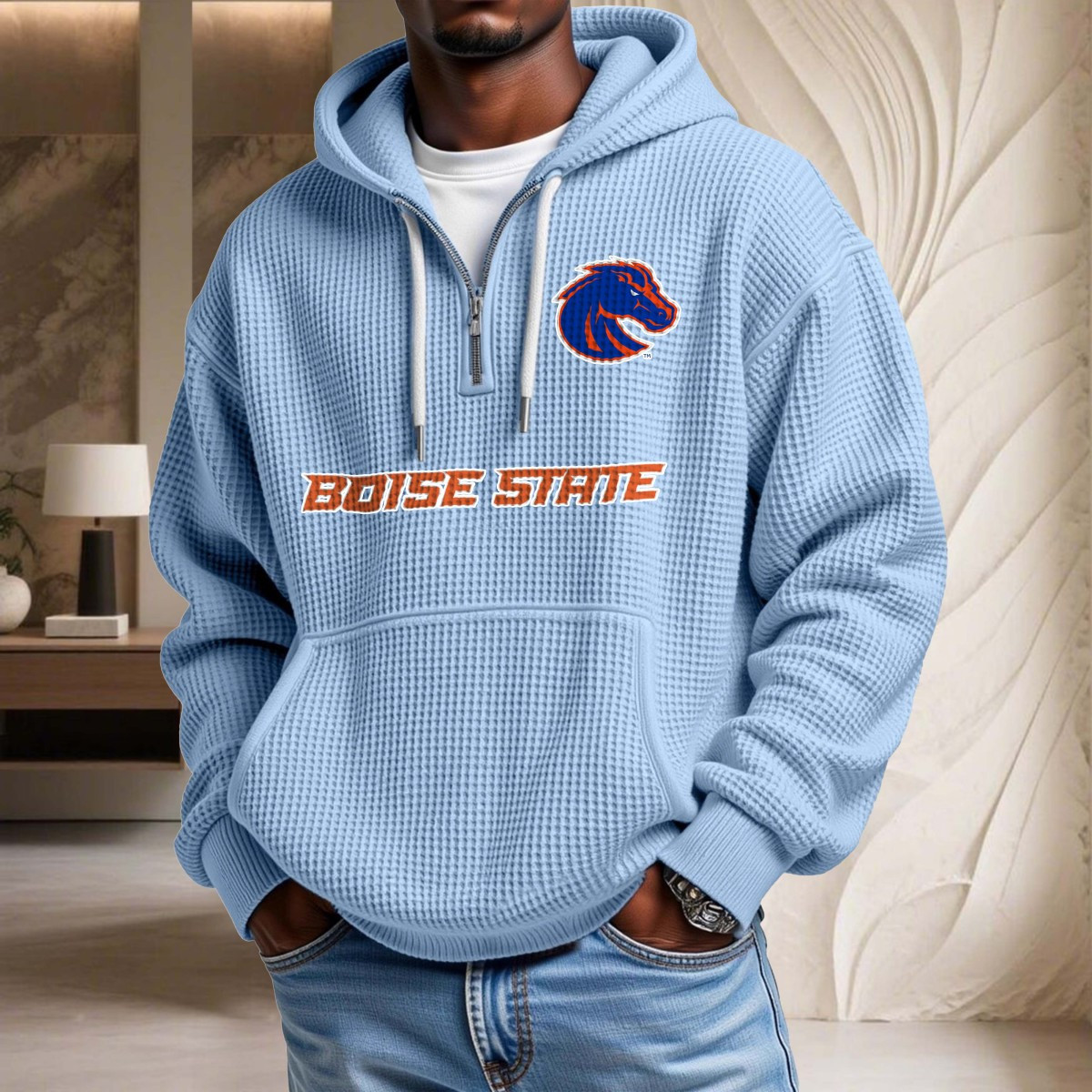 Sweat à capuche en maille gaufrée Boise State Broncos – Image 7