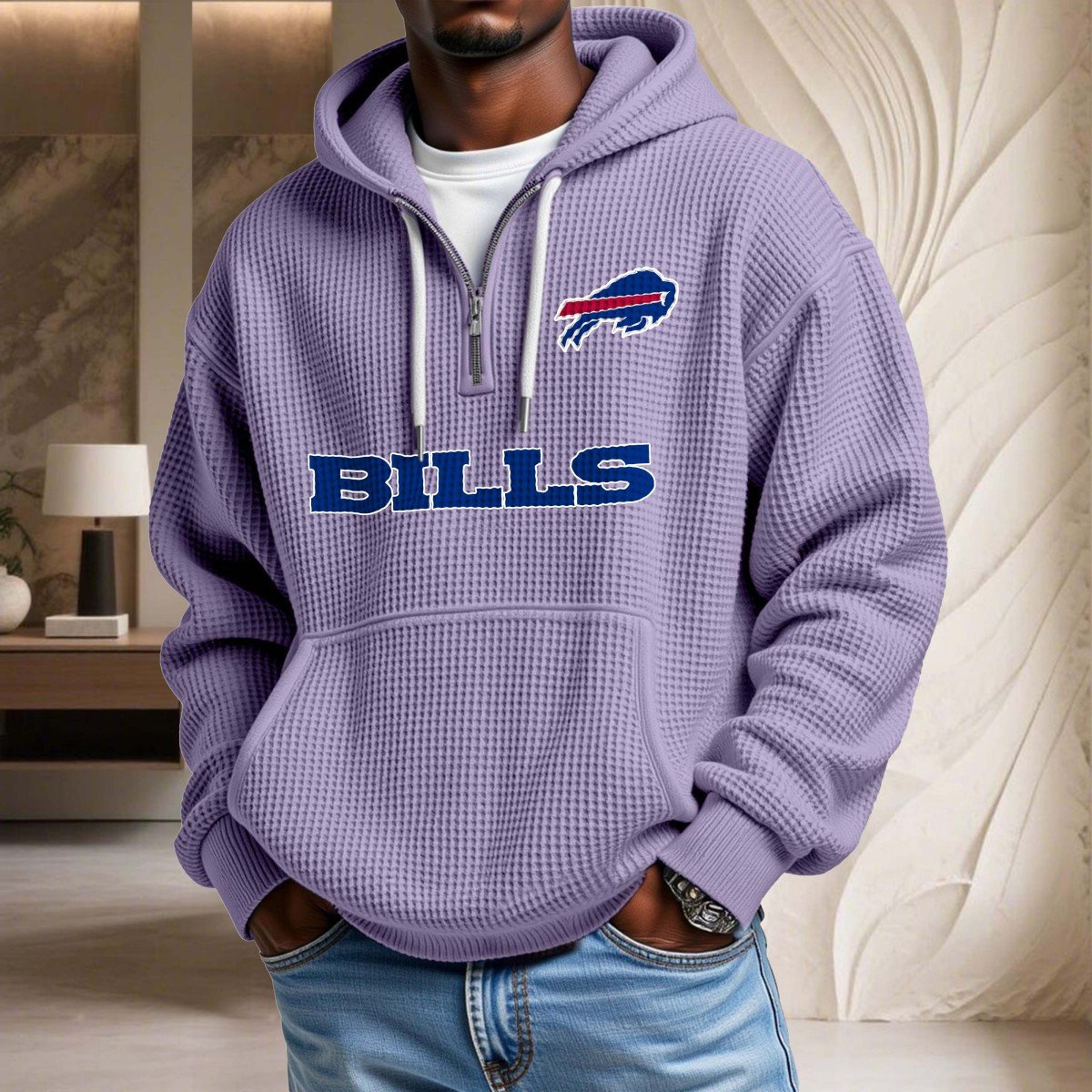 Sweat à capuche en maille gaufrée Buffalo Bills – Image 10