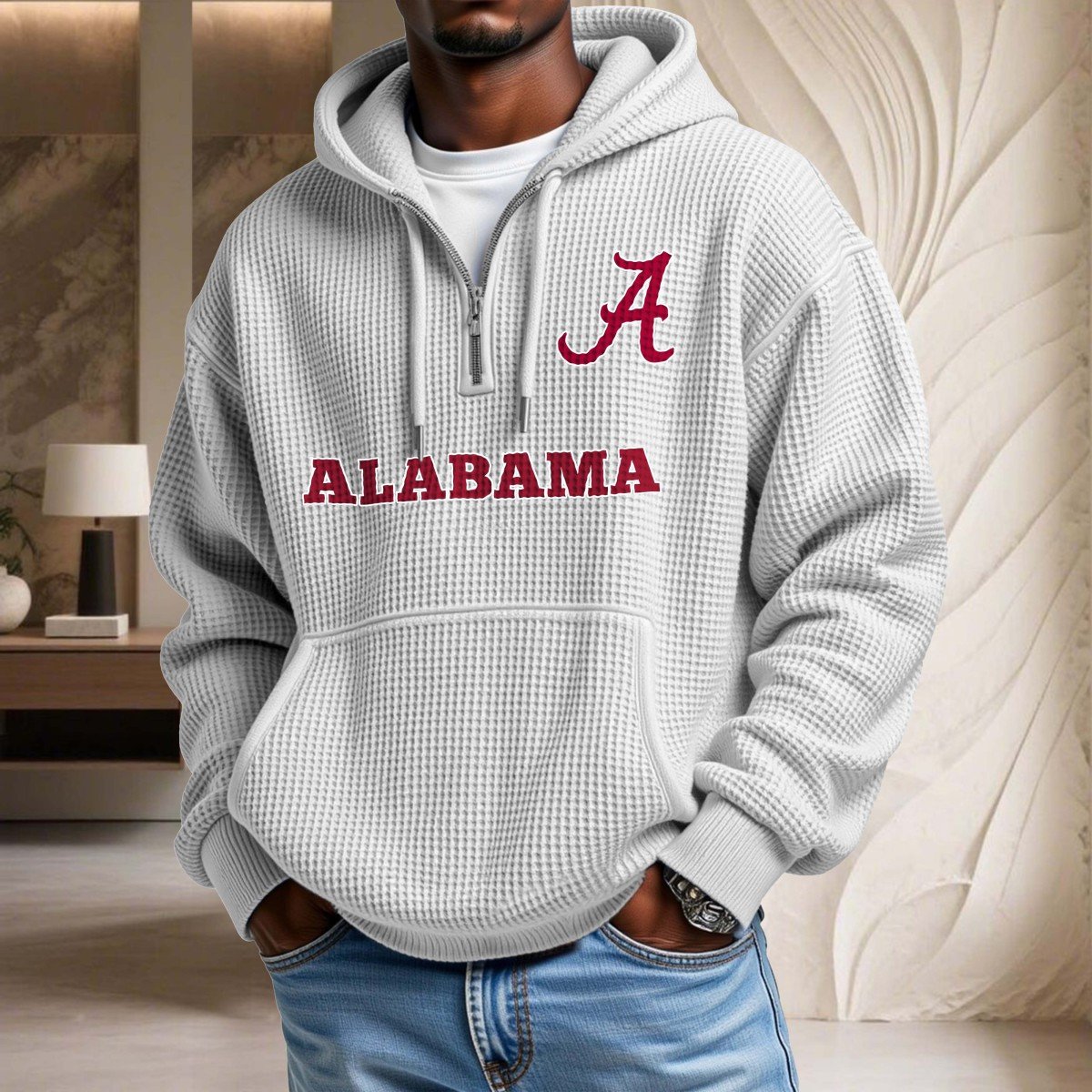 Sweat à capuche en maille gaufrée Alabama Crimson Tide – Image 3