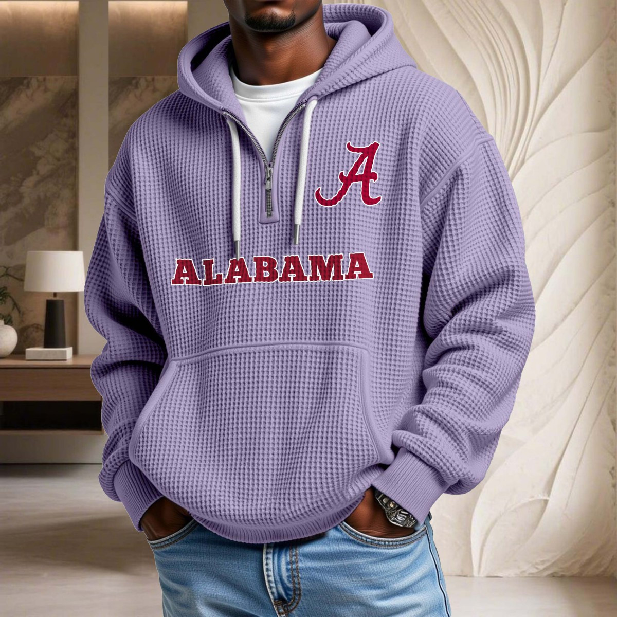 Sweat à capuche en maille gaufrée Alabama Crimson Tide – Image 10