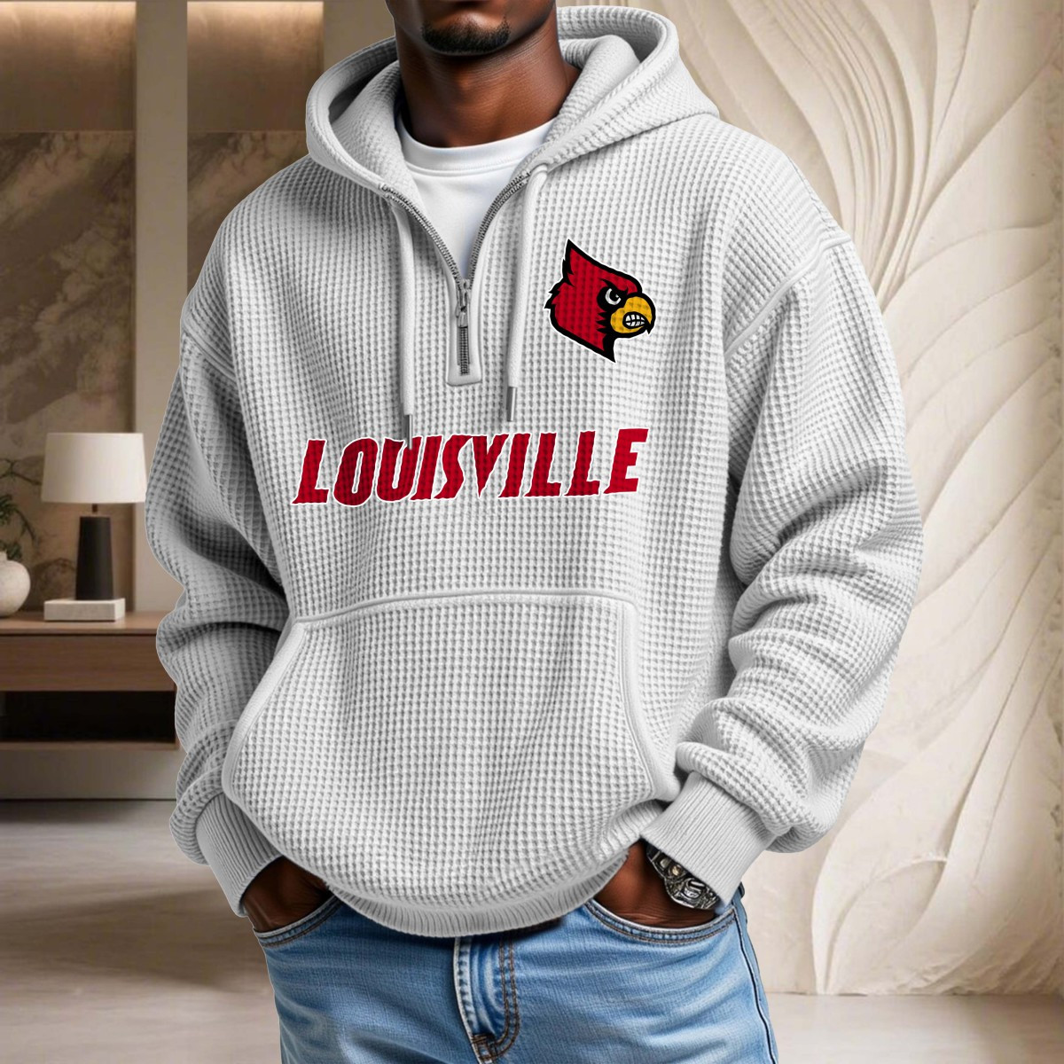 Sweat à capuche en maille gaufrée Louisville Cardinals – Image 3
