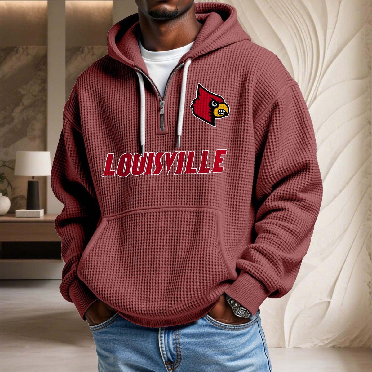 Sweat à capuche en maille gaufrée Louisville Cardinals
