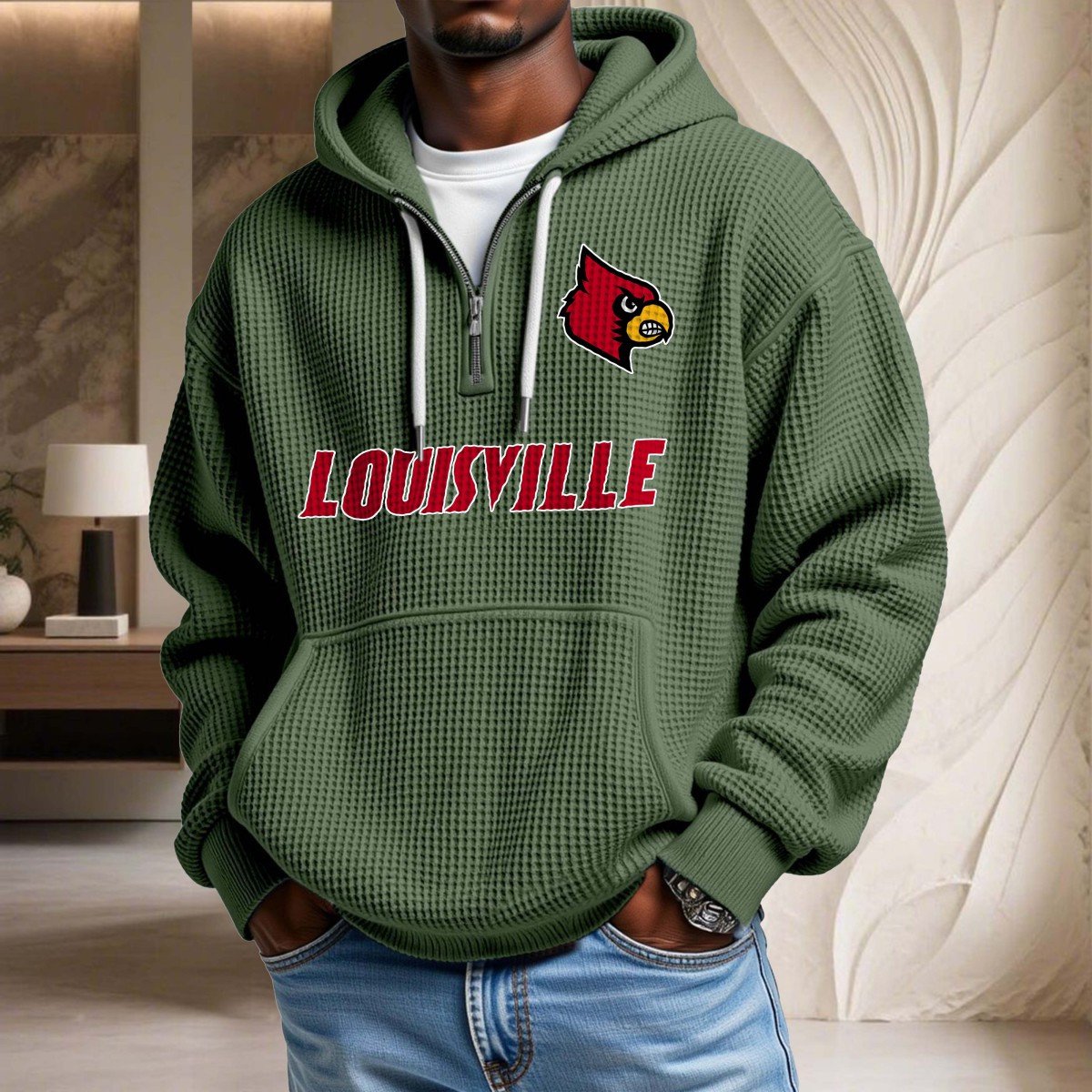 Sweat à capuche en maille gaufrée Louisville Cardinals – Image 9