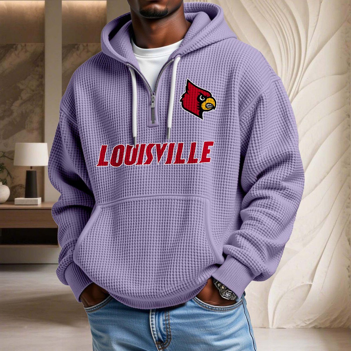 Sweat à capuche en maille gaufrée Louisville Cardinals – Image 10