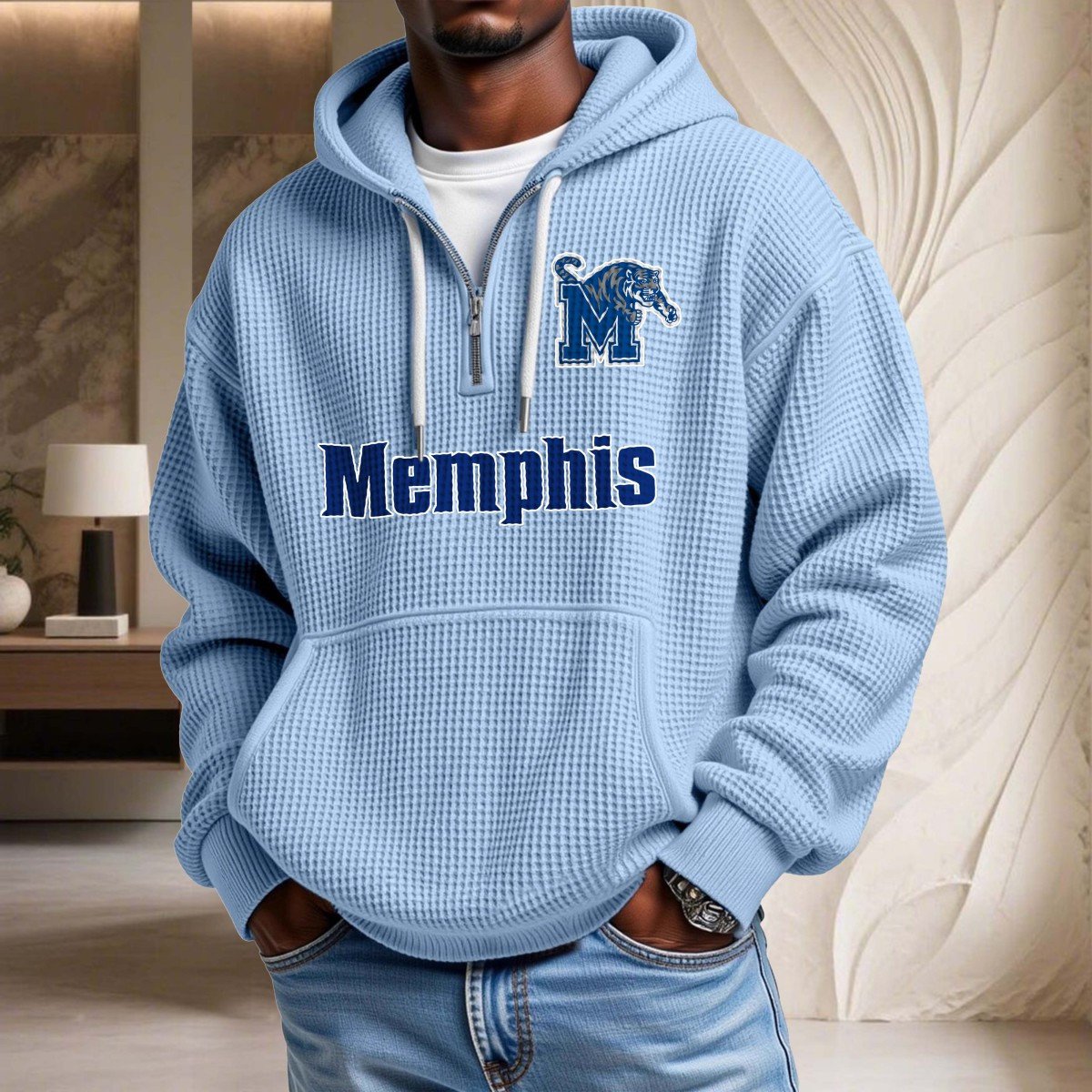 Sweat à capuche en maille gaufrée Memphis Tigers – Image 7