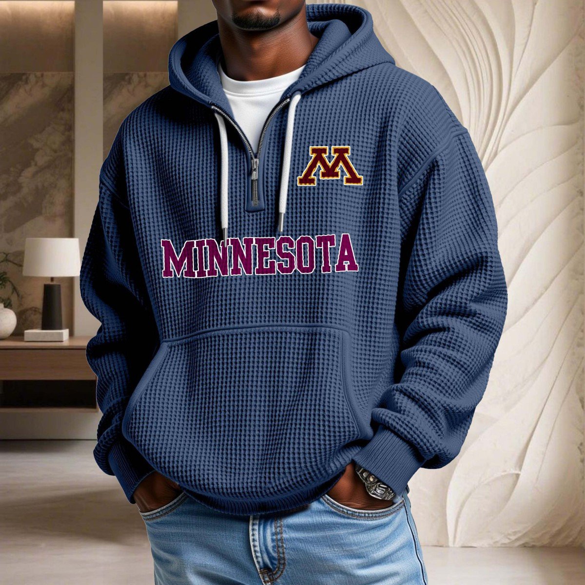 Sweat à capuche en maille gaufrée Minnesota Golden Gophers – Image 4