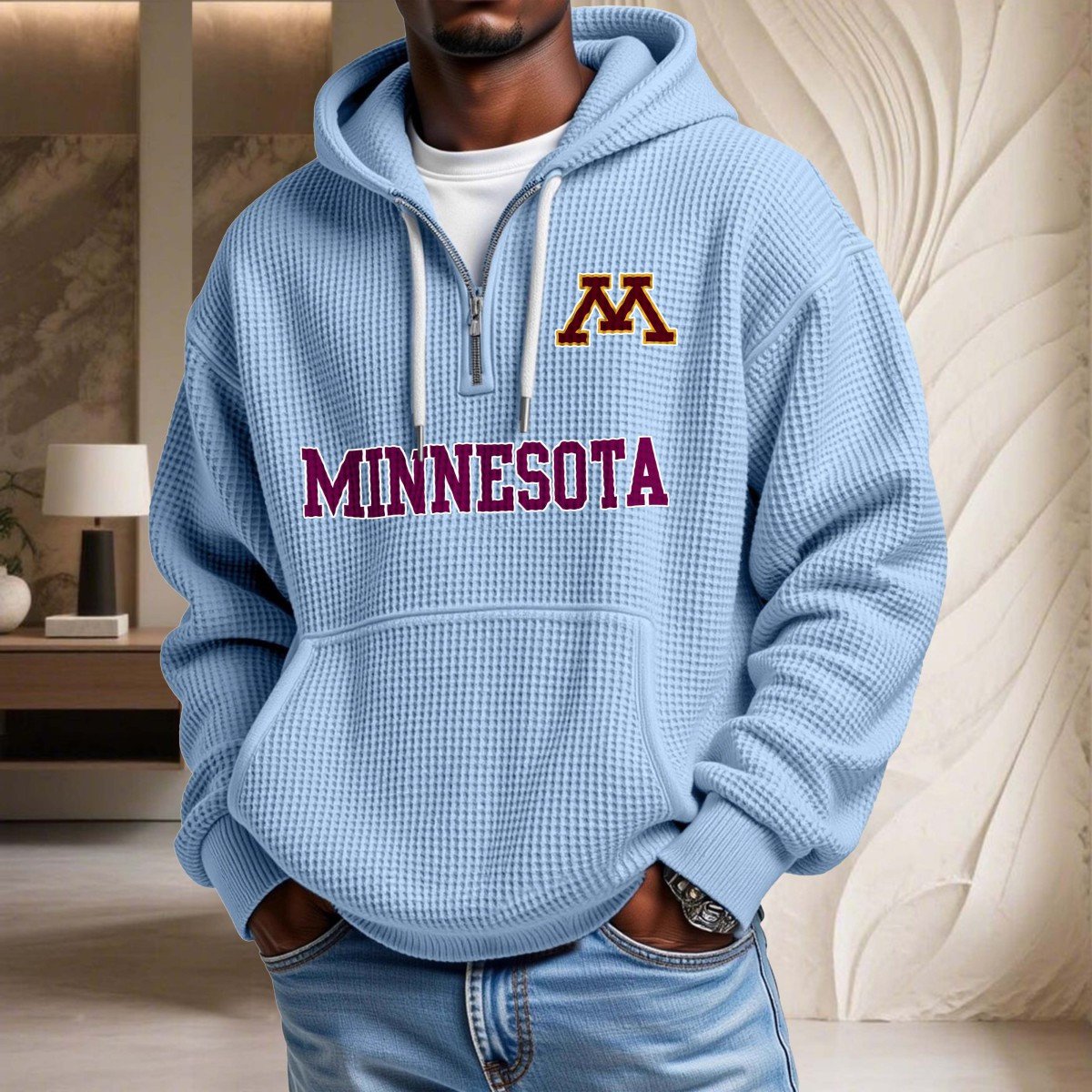 Sweat à capuche en maille gaufrée Minnesota Golden Gophers – Image 7
