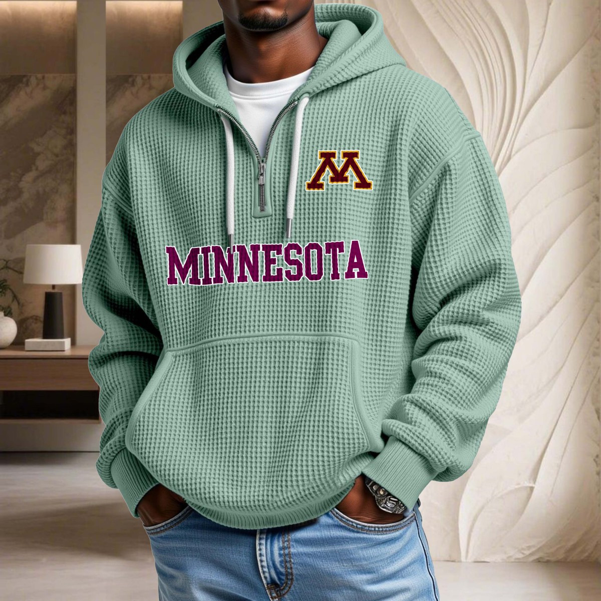 Sweat à capuche en maille gaufrée Minnesota Golden Gophers – Image 8