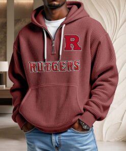 Sweat à capuche en maille gaufrée Rutgers Scarlet Knights