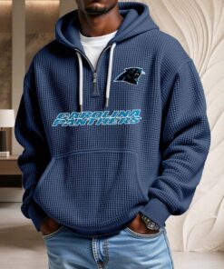 Sweat à capuche en maille gaufrée Carolina Panthers