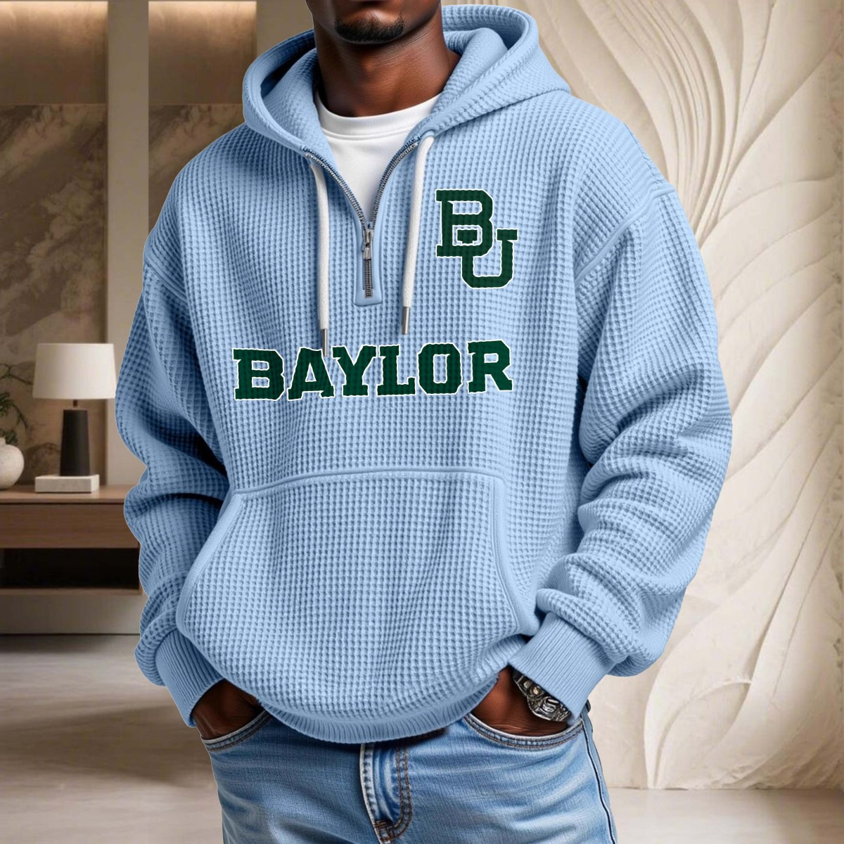 Sweat à capuche en maille gaufrée Baylor Bears – Image 8