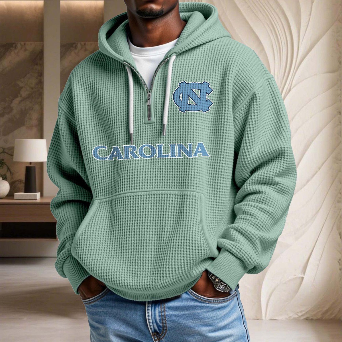 Sweat à capuche en maille gaufrée North Carolina Tar Heels – Image 8
