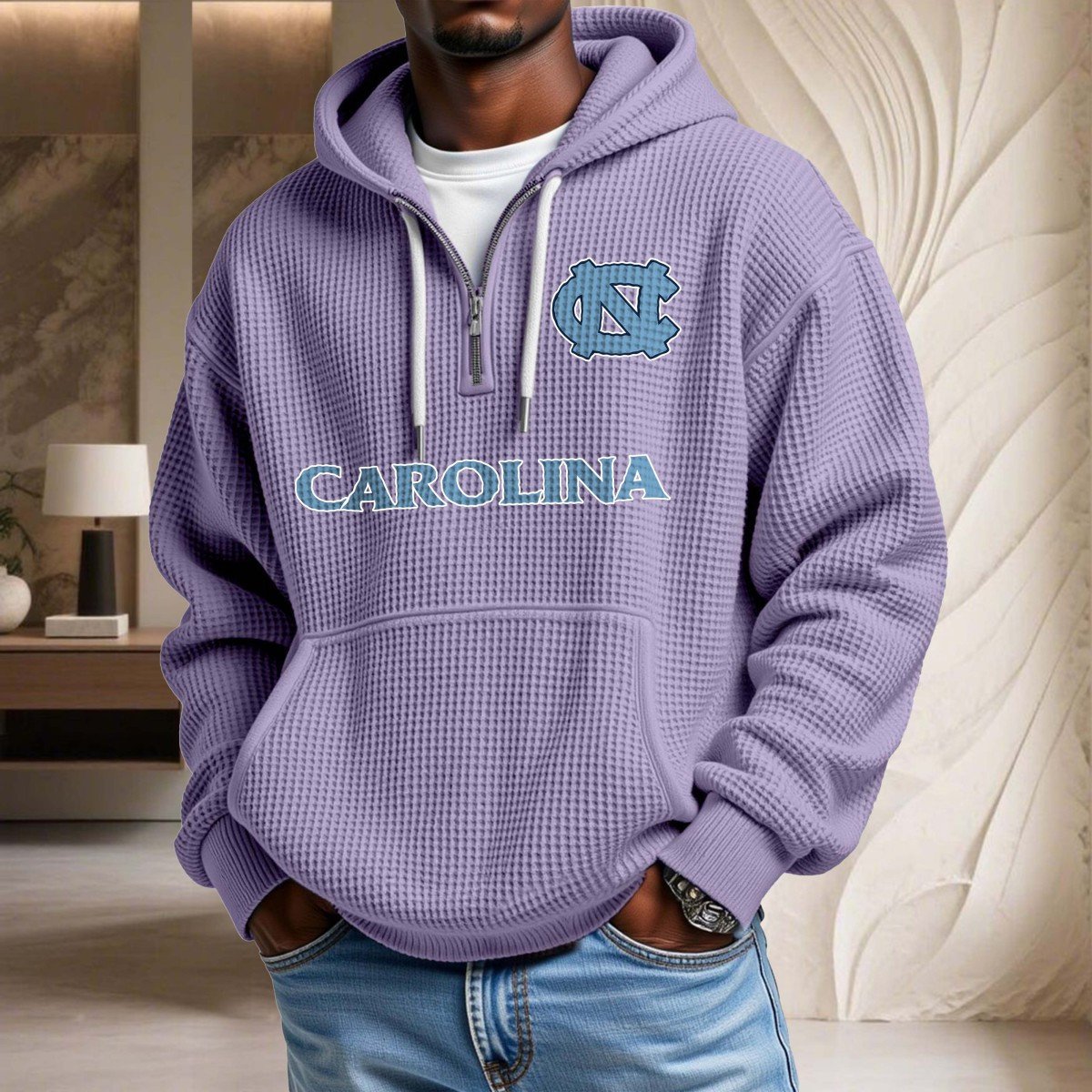 Sweat à capuche en maille gaufrée North Carolina Tar Heels – Image 10