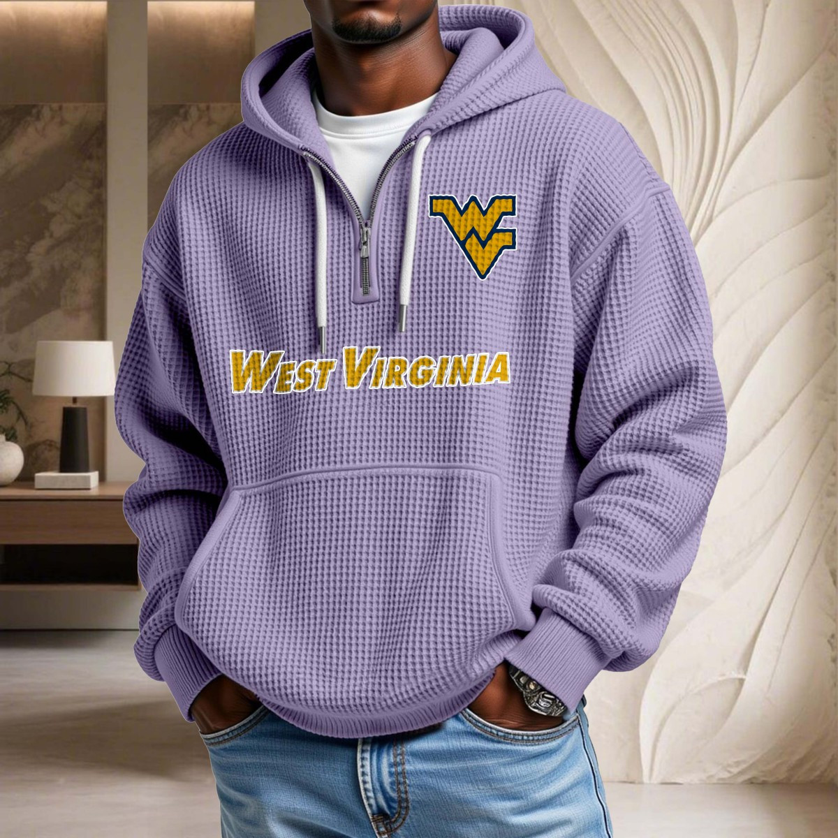 Sweat à capuche en maille gaufrée West Virginia Mountaineers – Image 10