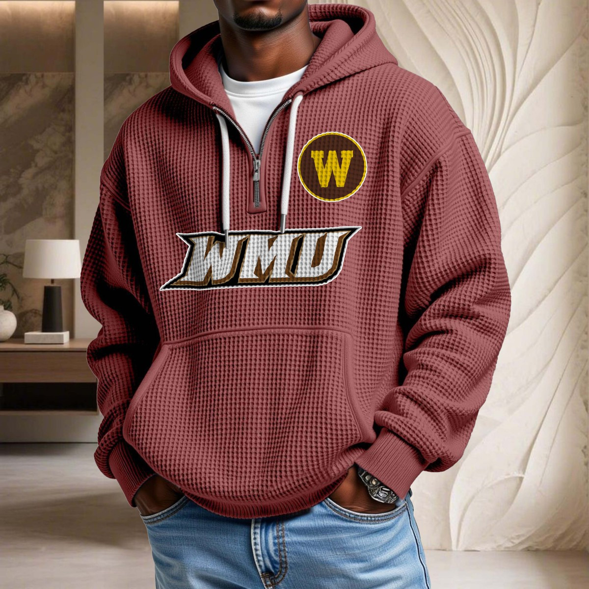 Sweat à capuche en maille gaufrée Western Michigan Broncos – Image 4