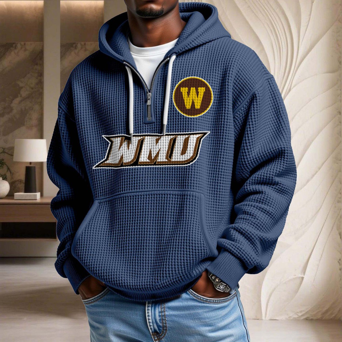 Sweat à capuche en maille gaufrée Western Michigan Broncos – Image 5