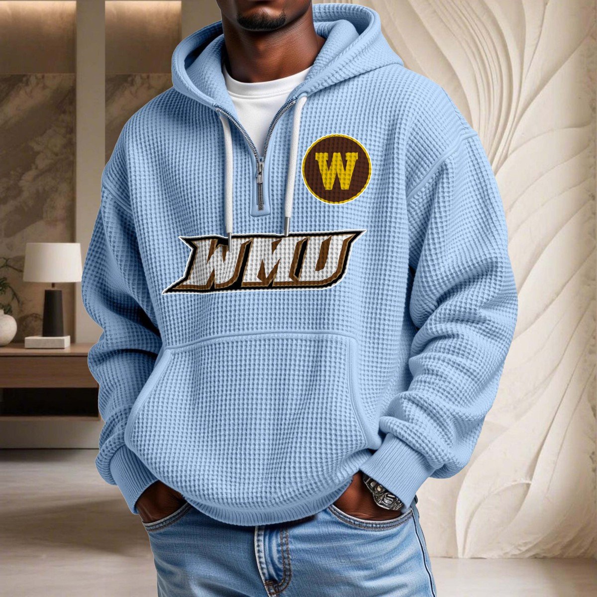 Sweat à capuche en maille gaufrée Western Michigan Broncos – Image 7