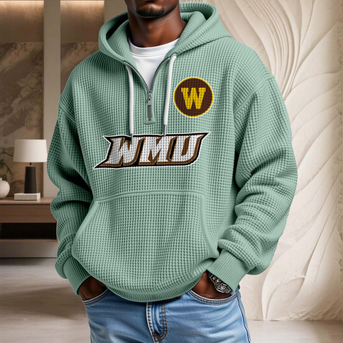 Sweat à capuche en maille gaufrée Western Michigan Broncos – Image 8