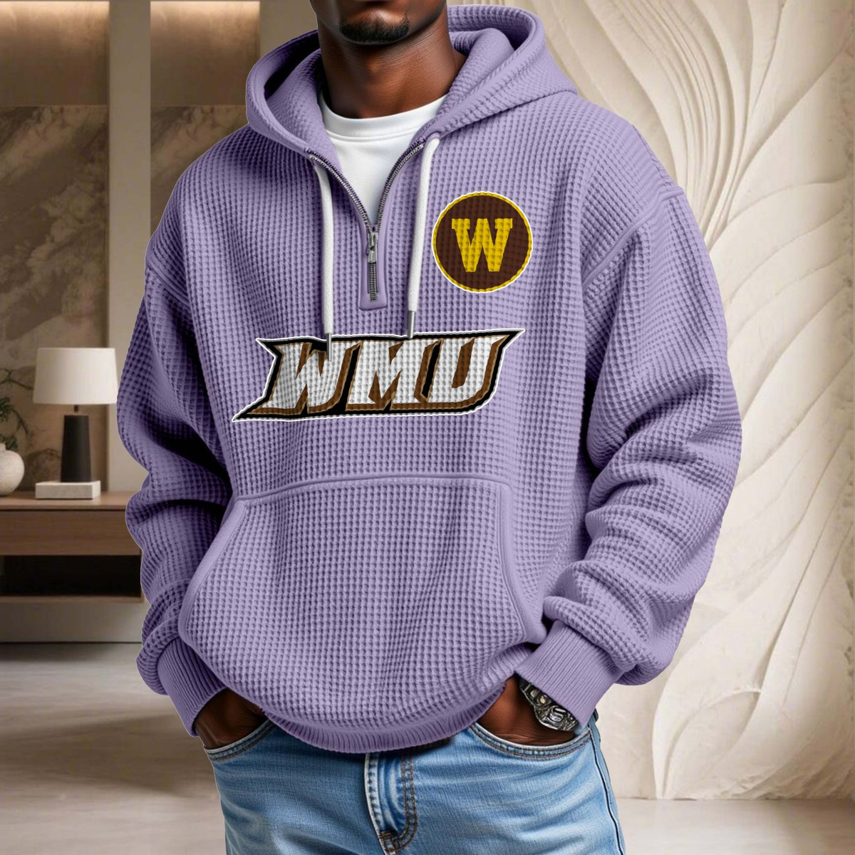 Sweat à capuche en maille gaufrée Western Michigan Broncos – Image 10
