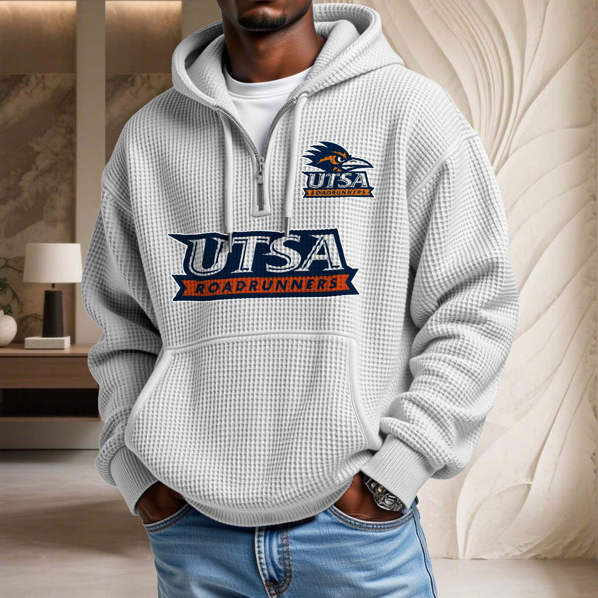 Sweat à capuche en maille gaufrée Utsa Roadrunners – Image 2