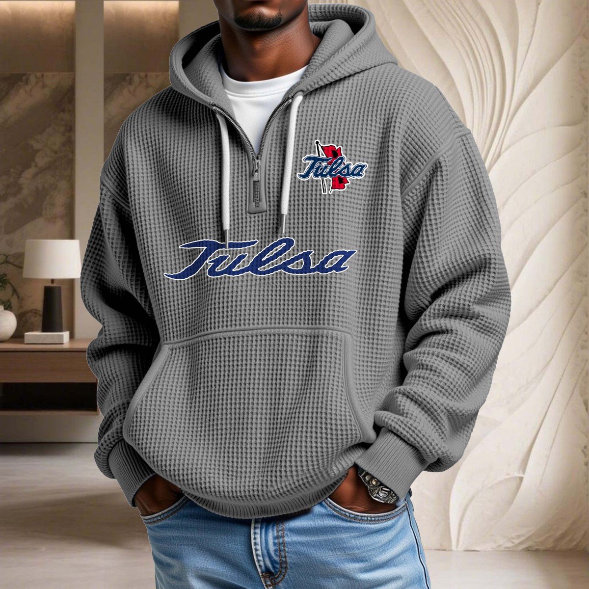 Sweat à capuche en maille gaufrée Tulsa Golden Hurricane – Image 7