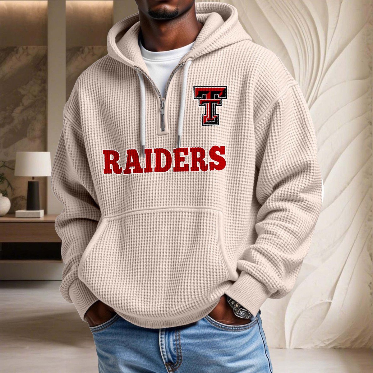 Sweat à capuche en maille gaufrée Texas Tech Red Raiders – Image 5