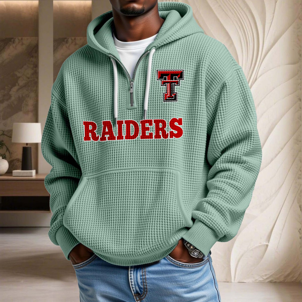 Sweat à capuche en maille gaufrée Texas Tech Red Raiders – Image 8