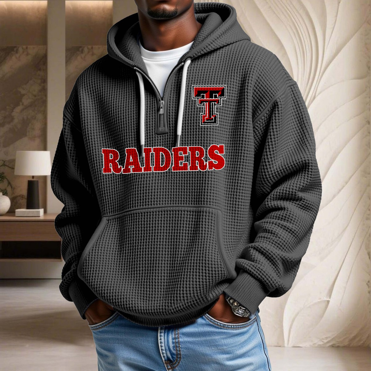 Sweat à capuche en maille gaufrée Texas Tech Red Raiders – Image 2
