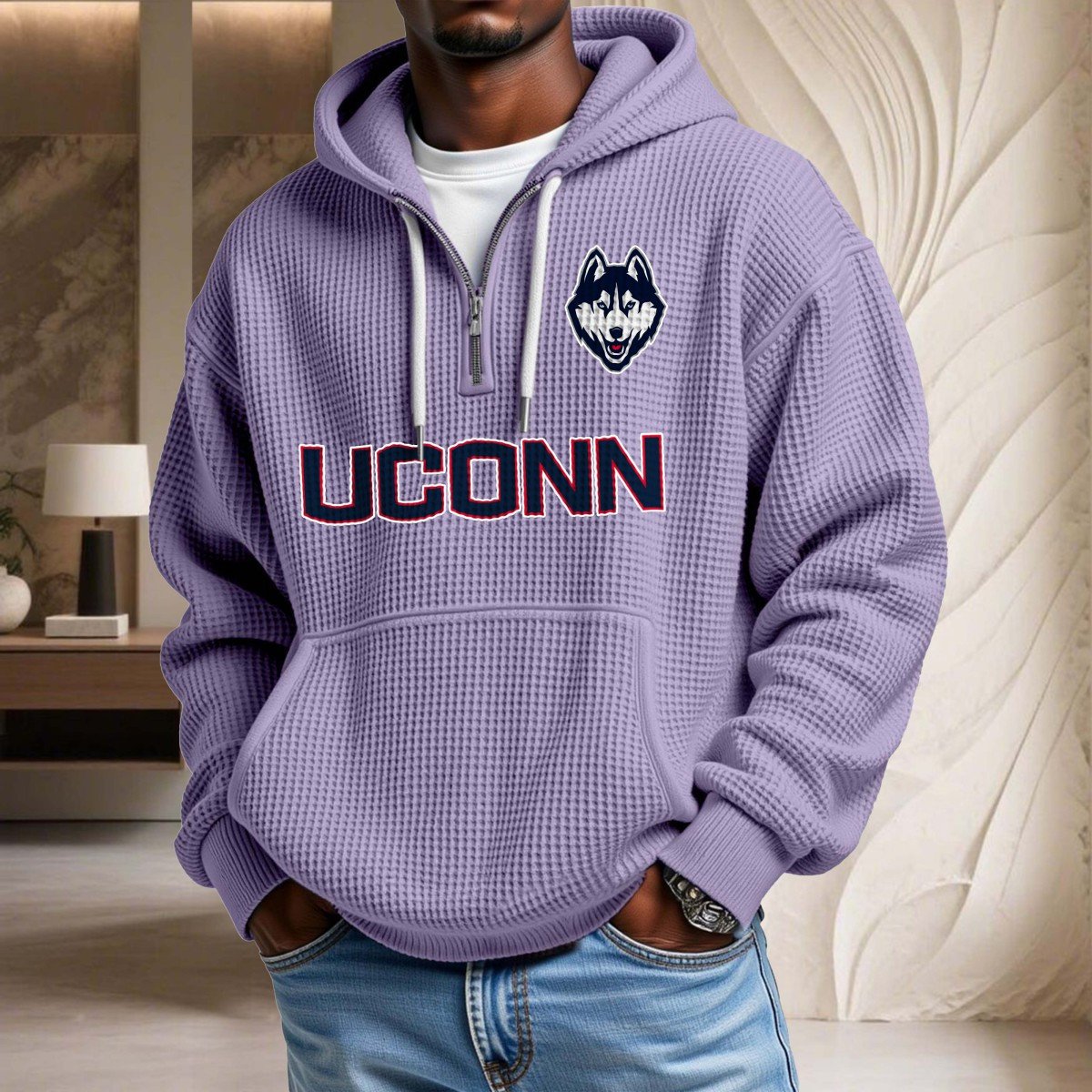 Sweat à capuche en maille gaufrée UConn Huskies – Image 10