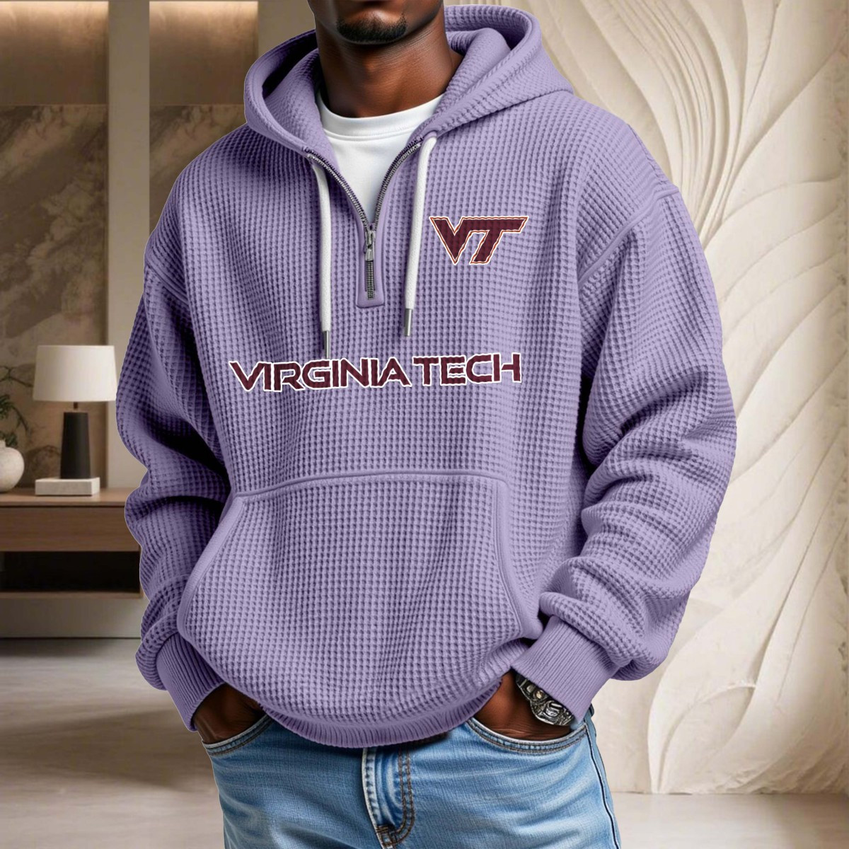 Sweat à capuche en maille gaufrée Virginia Tech Hokies – Image 10