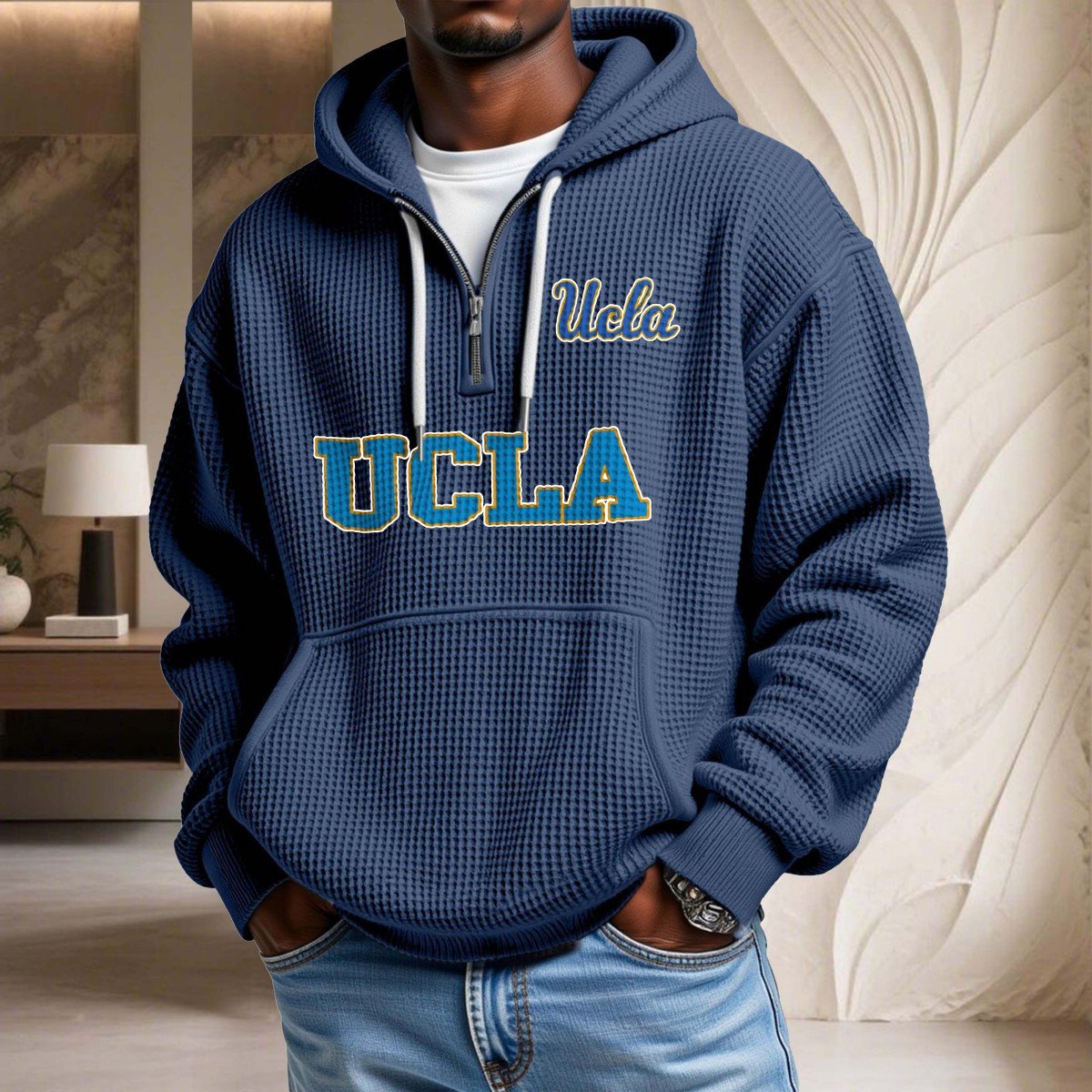 Sweat à capuche en maille gaufrée Ucla Bruins – Image 5