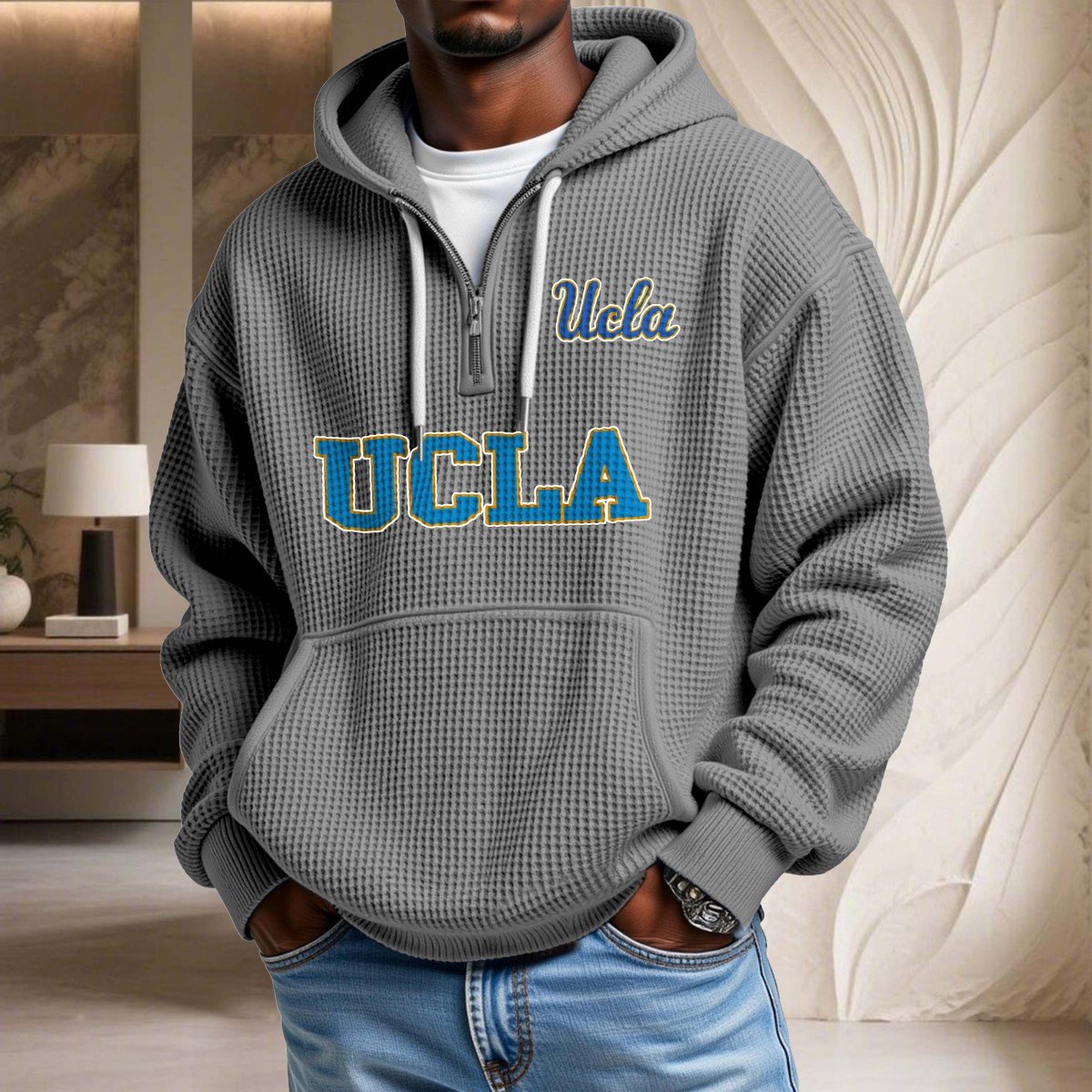 Sweat à capuche en maille gaufrée Ucla Bruins – Image 7