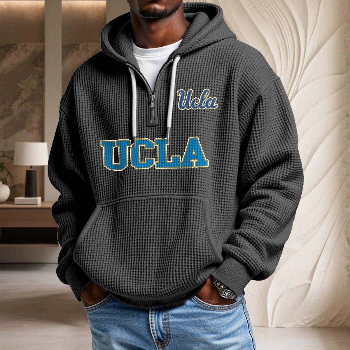 Sweat à capuche en maille gaufrée Ucla Bruins – Image 2