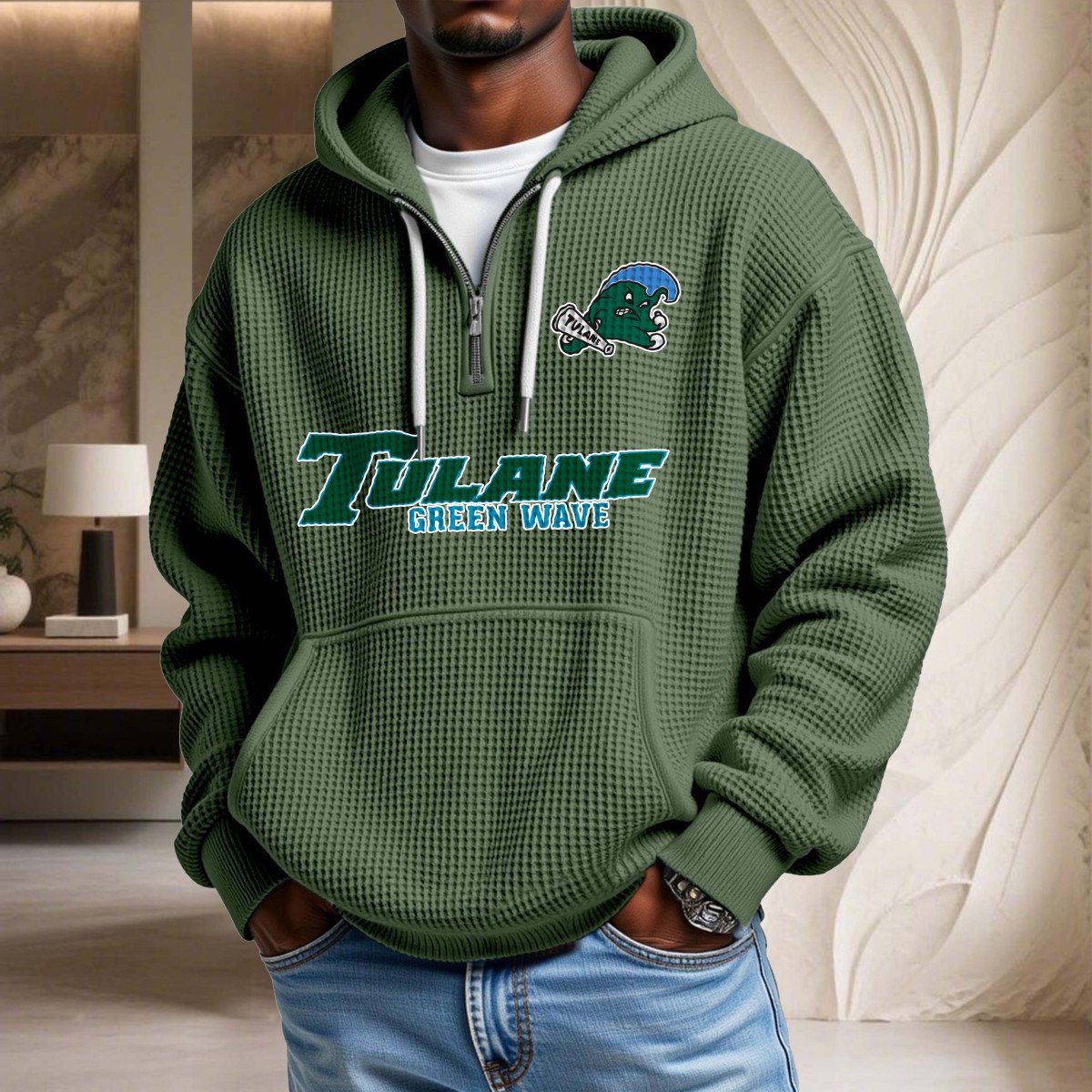 Sweat à capuche en maille gaufrée Tulane Green Wave