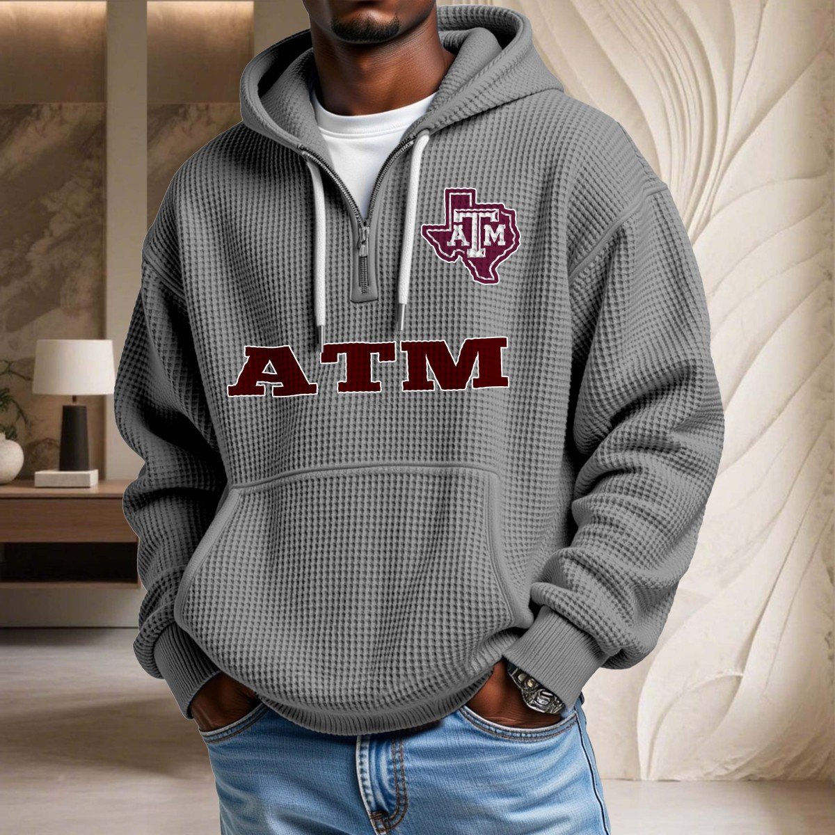 Sweat à capuche en maille gaufrée Texas A&M Aggies