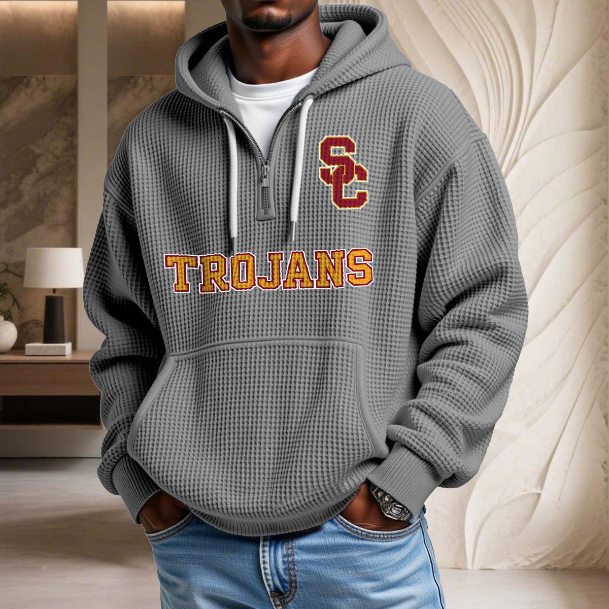 Sweat à capuche en maille gaufrée Usc Trojans – Image 6
