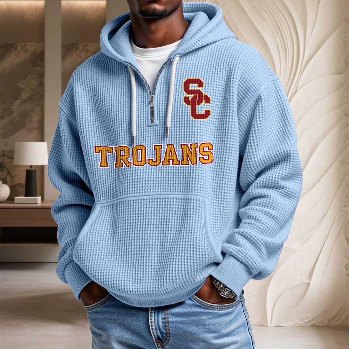 Sweat à capuche en maille gaufrée Usc Trojans – Image 7