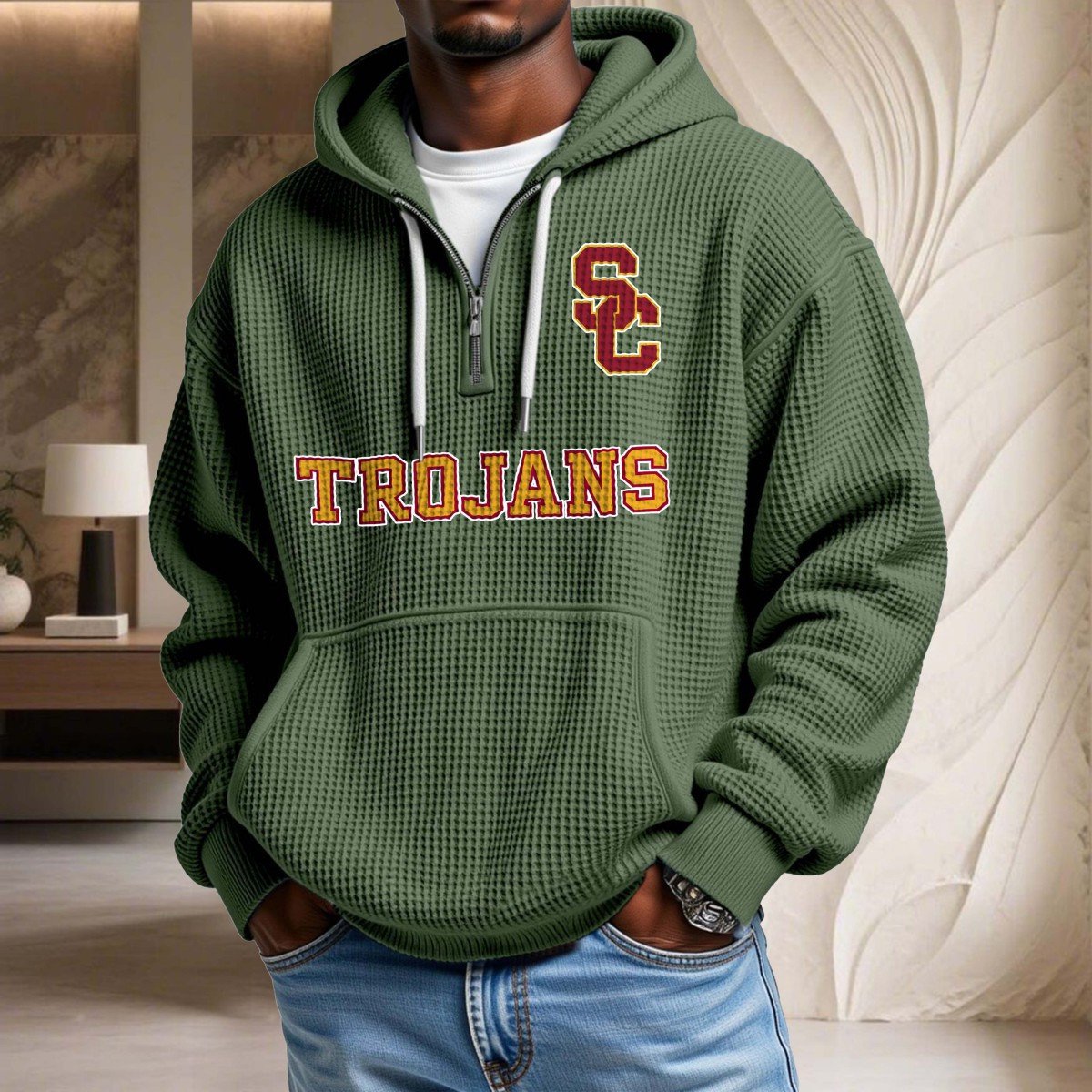 Sweat à capuche en maille gaufrée Usc Trojans – Image 9